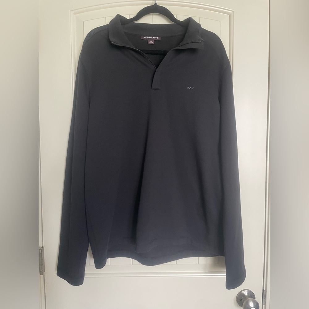 Mens Michael Kors MK Logo 1/2 Zip Pullover Sweatshirt Black XL